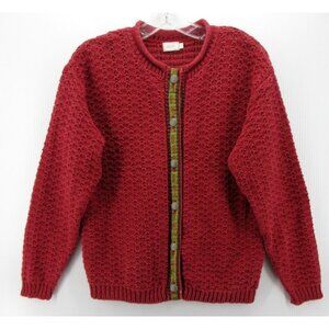 VINTAGE Alps Sweater Medium Cardigan Roll Neck Button Up Holiday Aztec